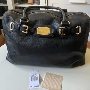 EUC Michael Kors Black Genuine Leather Hamilton Weekender